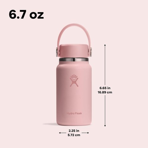 Hydro Flask Micro Bottle - Insulated Mini Water Bottle - Leak Proof Design, 6.7 Oz, Black