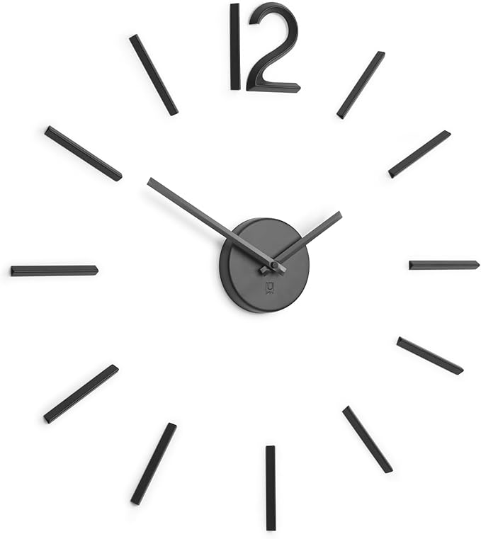 Umbra Blink Modern DIY 3D Wall Clock, Frameless Large Decorative Wall Clock