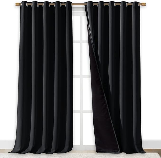 NICETOWN Cold Blocking 100% Blackout Curtains, Durable Black Lined Blackout