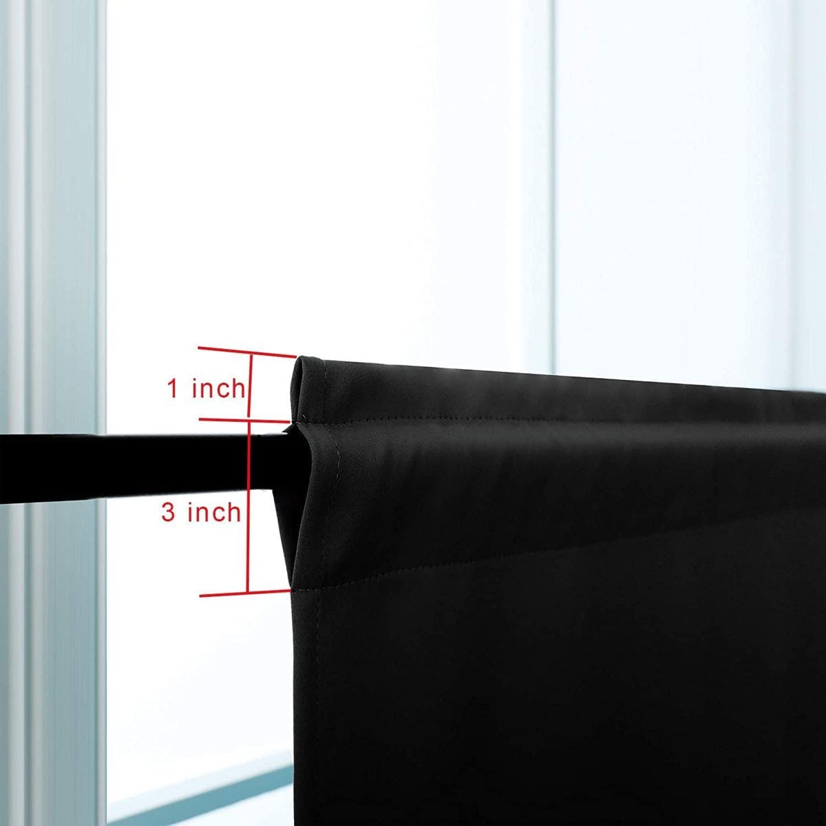 Pickluc Blackout Curtains 45 Inches Long 2 Panels, Room Darkening Tiers with Rod Pocket, Short Black Out Curtain for Small Window, 42" Wide and 45" Length, Set of Two, Black.
