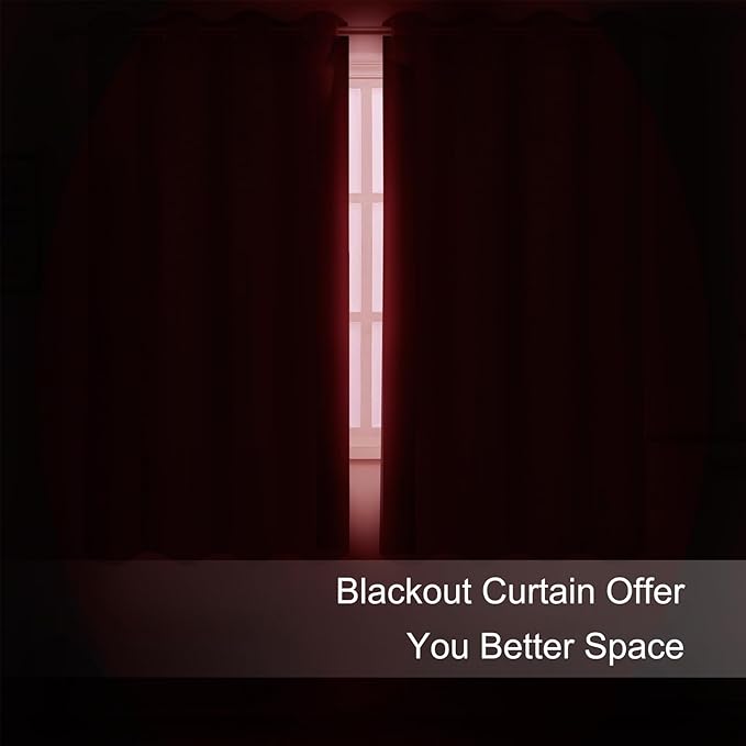 LEMOMO Blackout Curtains 66 x 72 Inch Long Bright Red Curtains Set of 2 Panels