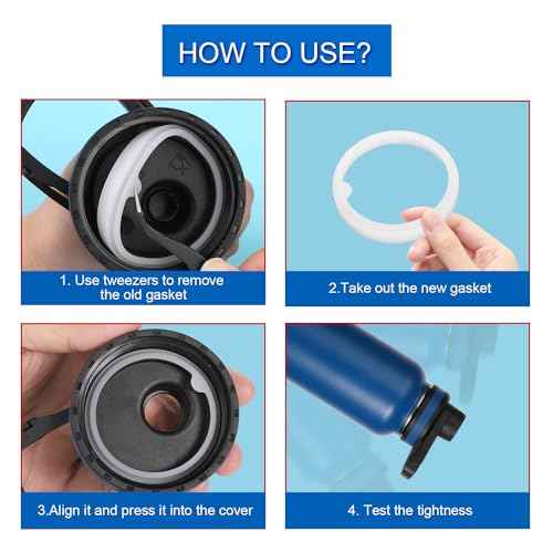 13pcs Water Bottle Lid Replacement for Thermoflask 24/32/40/64oz, Straw Gasket Replacement Accessories & Tweezers Silicone O Ring Rubber Seal Washer Part Compatible with Thermoflask Chug Spout Lid
