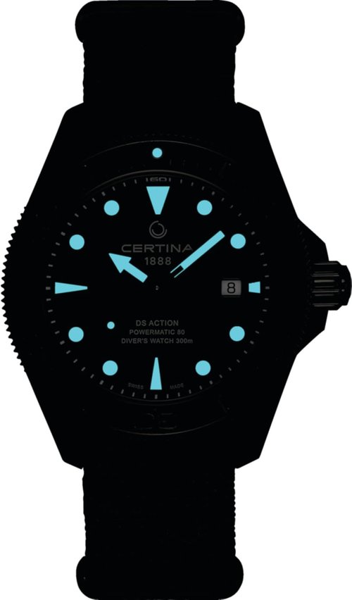 Certina DS Action Diver Watch - 43mm Powermatic 80, Swiss Automatic, Stainless Steel, Black