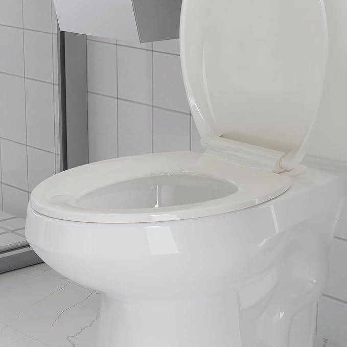 Elongated Commercial Toilet Seat 19” – Soft Close, Quick-Release & Attach, Durable Polypropylene, Grip-Tight Bumpers, Easy Install & Clean, Biscuit – Color: 19" Regular Toilet Seat Biscuit