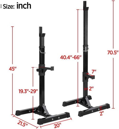 Adjustable Squat Rack for Home Gym - 44-70 Inch Solid Steel Barbell Stands