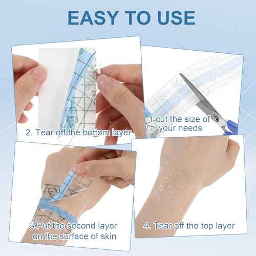 4Rolls 2'' x 5.47 Yard Tattoo Cover Up Tape Tattoo Aftercare Waterproof Bandage, Second Skin Tattoos Cover Patch Tattoos Healing Wrap, Protective Tattooing Wrap for Wound Dressing, Swimming, Shower