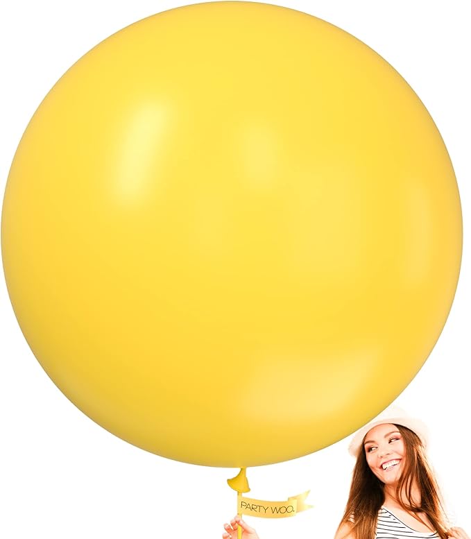 PartyWoo Yellow Balloons 4pcs 36 Inch Yellow Latex Helium Balloons for Birthday Baby Shower Graduation Sunflower Anniversary Engagement Bee Hawaiian Beach Lemon Theme Party Decorations Yellow-Y55