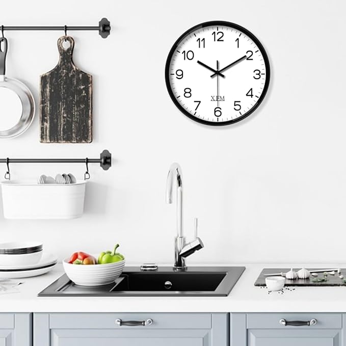 XFM Wall Clock 12 Inch Modern Small Wall Clocks Battery Operated Silent Non