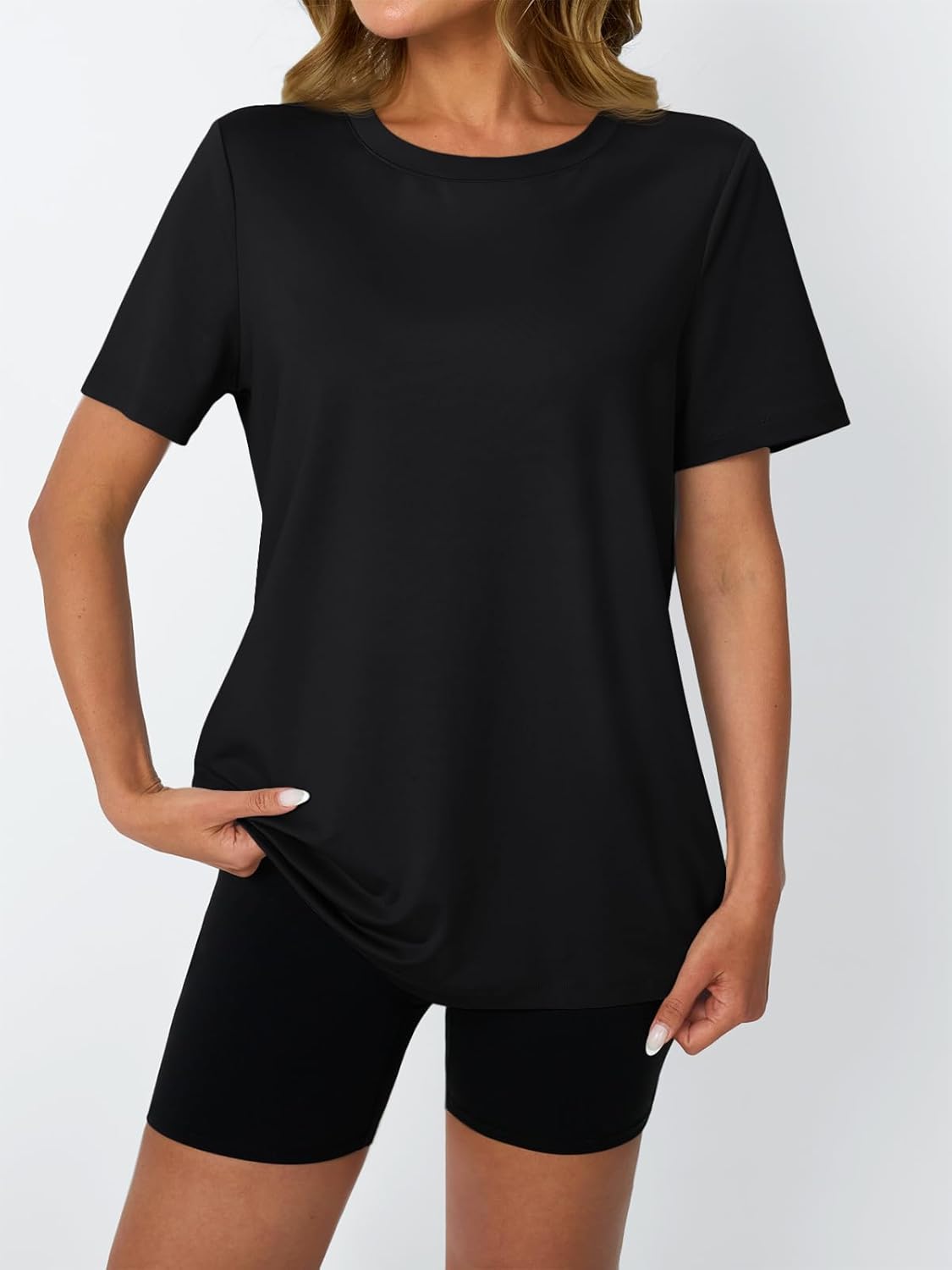 AUTOMET Women's Workout Tops - Moisture-Wicking Short Sleeve Gym Shirts for Yoga & Running | Quick Dry