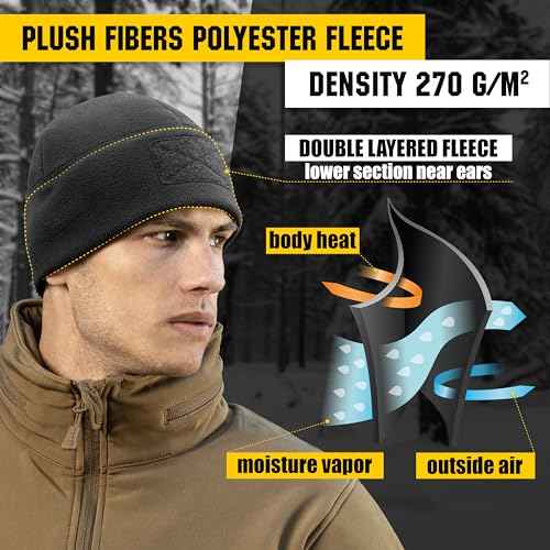 M-Tac Tactical Beanie Fleece Watch Cap - Winter Hat Elite - Patch Panel