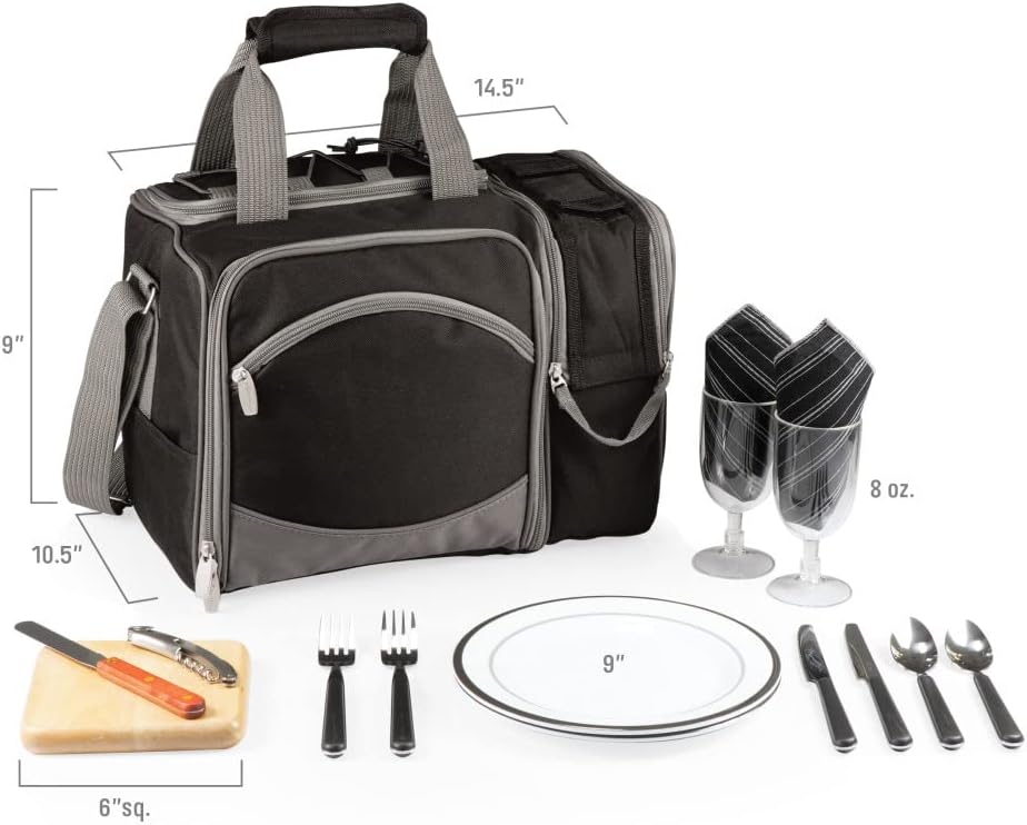 NCAA Malibu Cooler Picnic Basket - Insulated Tote with Complete Picnic Set