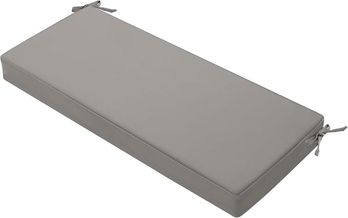 Favoyard Outdoor Bench Cushion 45 x 18 Inch Waterproof Patio Furniture Cushions 3-Year Color Fastness Garden Sofa Settee Couch Swing Pads with Handle and Attach Ties, Light Gray