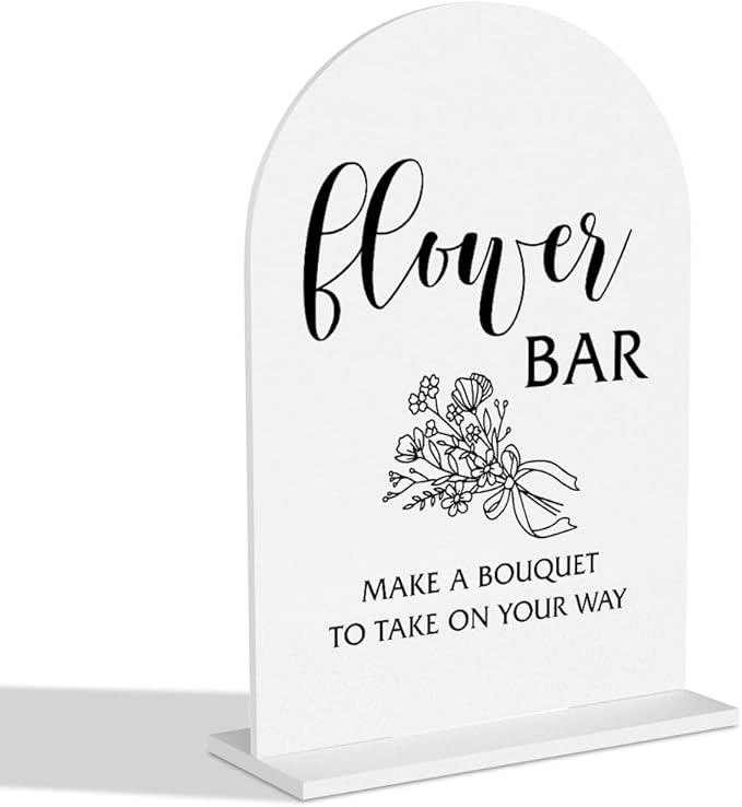 Flower Bar Sign Bloom Bar Sign Make A Bouquet To Take On Your Way Tabke Signs for Wedding Engagement Bridal Shower Ceremony Reception Event Party Acrylic Decor