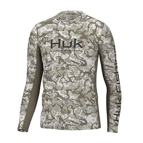 HUK Mens Icon X Pattern Long Sleeve Shirt, Performance Fishing Shirt