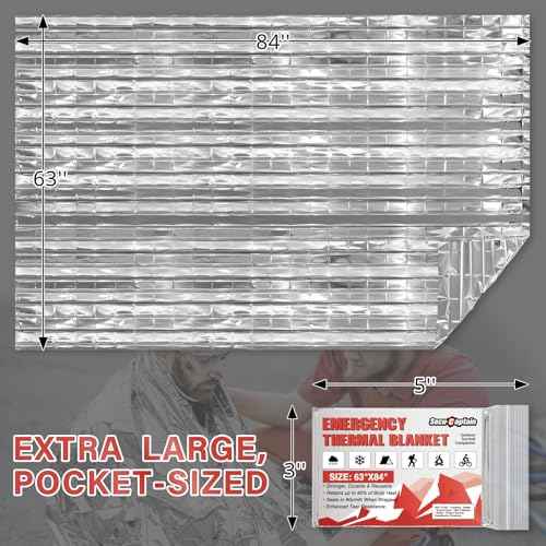 SecuCaptain Survival Emergency Thermal Blankets: Extra Large 84¡± x63¡± Space Mylar Blanket Kit for Outdoor Cold Winter Camping Hiking Car Bug Out Bag or First Aid - 10 Pack