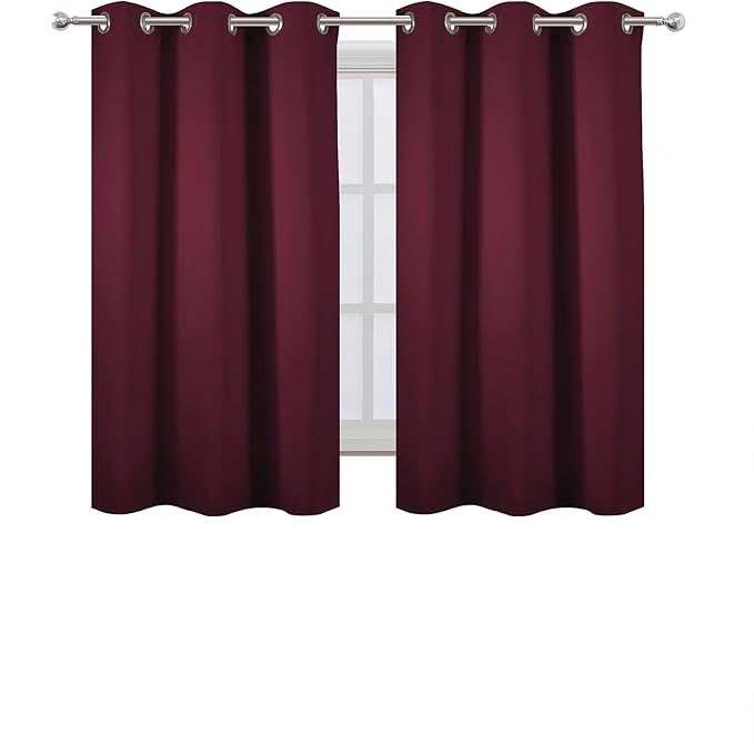 LEMOMO Burgundy Red Blackout Curtains 42 x 54 Inch Length Set of 2 Panels