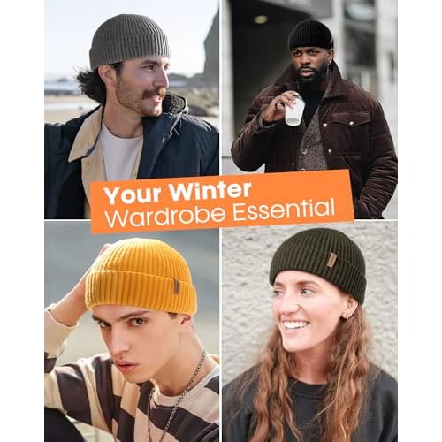 FURTALK Fisherman Beanie for Men Women Sytlish Short Cuff Knittet Watch Cap Winter Hats