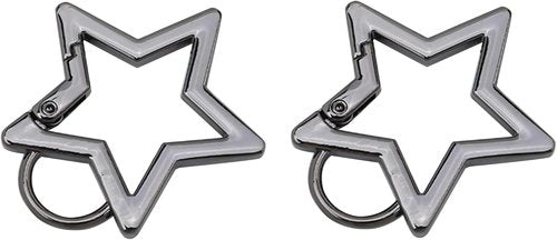 2 Pcs Gunmetal Star Stainless Steel Keychain Clip Carabiner Hook Retainer Star Carabiner Hook Retainer Keychain Carabiner Clip for Keys and Wallets with Key Chain Ring, Accessories, Car Keychain