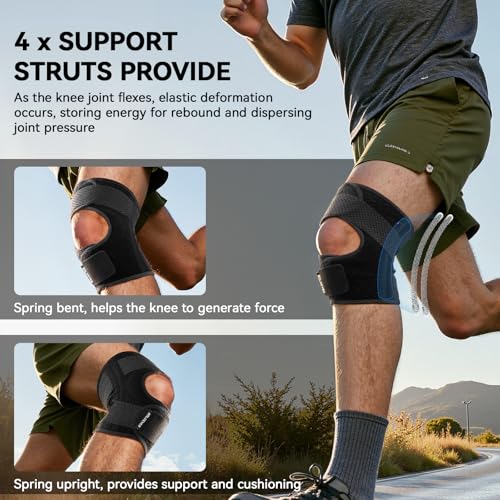 Knee Brace with Side Stabilizers for Women & Men, Adjustable Knee Support for Knee Pain Relief, Meniscus Tear, Arthritis, Tendonitis, ACL, MCL and Sports Injuries (Large)
