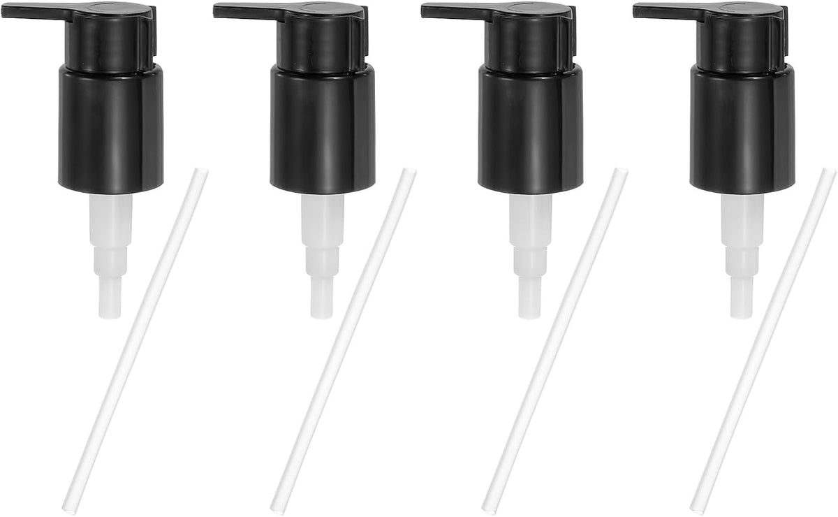 uxcell 4 Pcs Soap Dispenser Pump Heads, Hand Soap Dispensers Top Pumps Replacement Clip-on Pumphead for Standard 24/410 Neck Size Bathroom Lotion Shampoo Bottle, Black