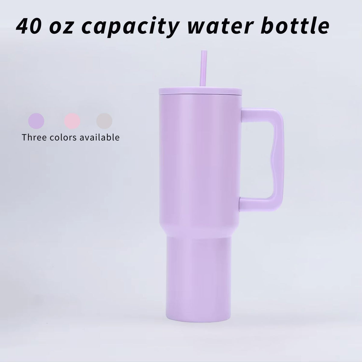 Skiennix 40 Oz Stainless Steel Insulated Water Bottle - Leakproof BPA-Free Tumbler with Handle & Straw | Purple