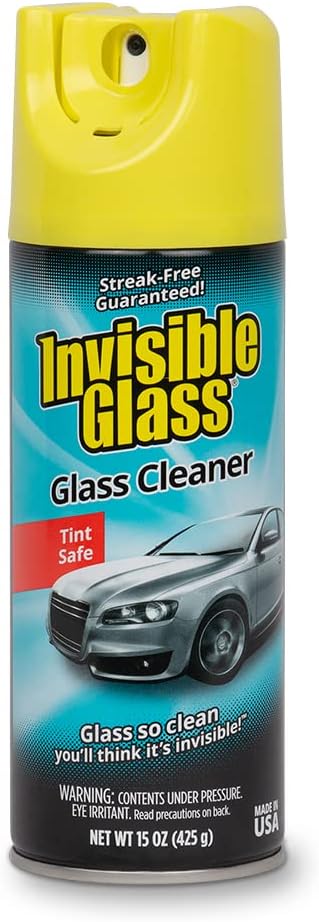 Invisible Glass 91163 Premium Aerosol Glass Cleaner Spray for Car Windshields and Windows, Automotive and Home Window Cleaner, Streak-Free, Ammonia-Free, Tint-Safe ?€? 15 oz