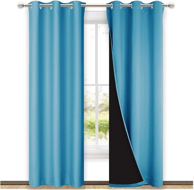 NICETOWN Teal Blue Full Shade Curtain Panels, Teal Blue, Pair of Thermal