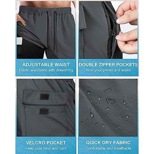 Fasker Mens Swim Trunks with Compression Liner 7" Inseam Quick Dry Bathing Suit Beach Shorts Swimming Trunks with Pockets