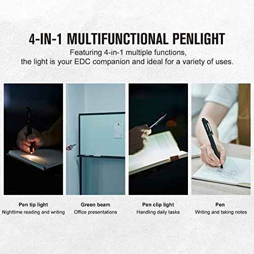 OLIGHT O'Pen Glow EDC Pen Light, 120 Lumens with Green Beam, Rechargeable LED Flashlight for Outdoor Uses, Writing, Adventure, Professional Business Gift(Black)