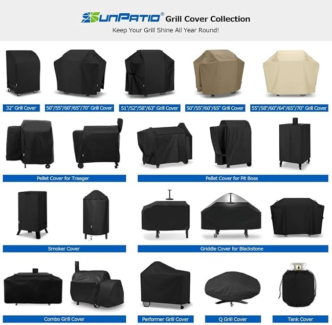 SunPatio Grill Cover 55 Inch, Outdoor Heavy Duty Waterproof Barbecue Gas Cover, UV & Fade Resistant, All Weather Protection Compatible for Weber Charbroil Nexgrill Kenmore Grills and More, Black