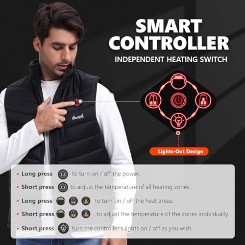 Heated Vest for Men with Battery Pack Included, 7.4V Rechargeable Electric Heating Vest, Smart Temp. Control