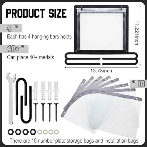 Moxweyeni Race Medal and Bib Display Medal Hanger Running Bib Holder Wall Mounted Hanging Rack Stands Gifts for Runners
