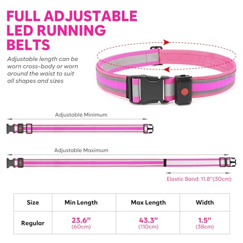 Illumifun LED Running Belt - USB Rechargeable Light Up Sash, High-Visibility Elastic Waistband Light for Running Cycling Hiking Camping Nighttime Activities
