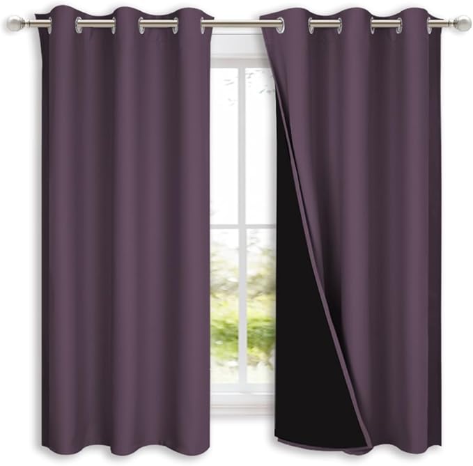 NICETOWN 100% Blackout Lined Curtains, 1 Pair, 2 Thick Layers Completely