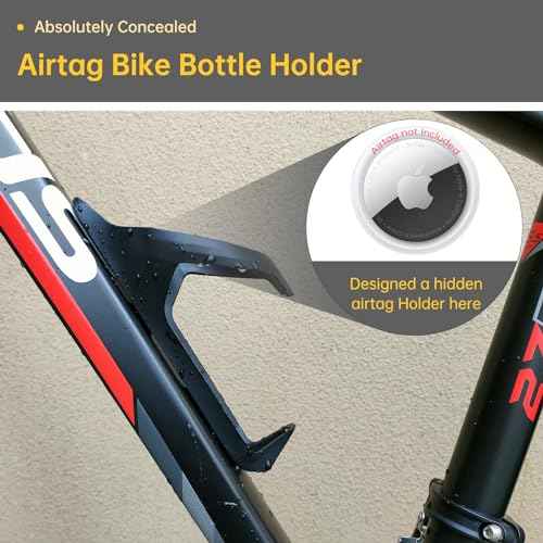 Air Tracker Tag Bike Mount Hidden on Water Bottle Holder, Universal MTB Road Bike Anti-Theft GPS Tracker, Waterproof Holder & Drink Cup Cage for All Bicycle, Stealth Durable Plastic Bracket
