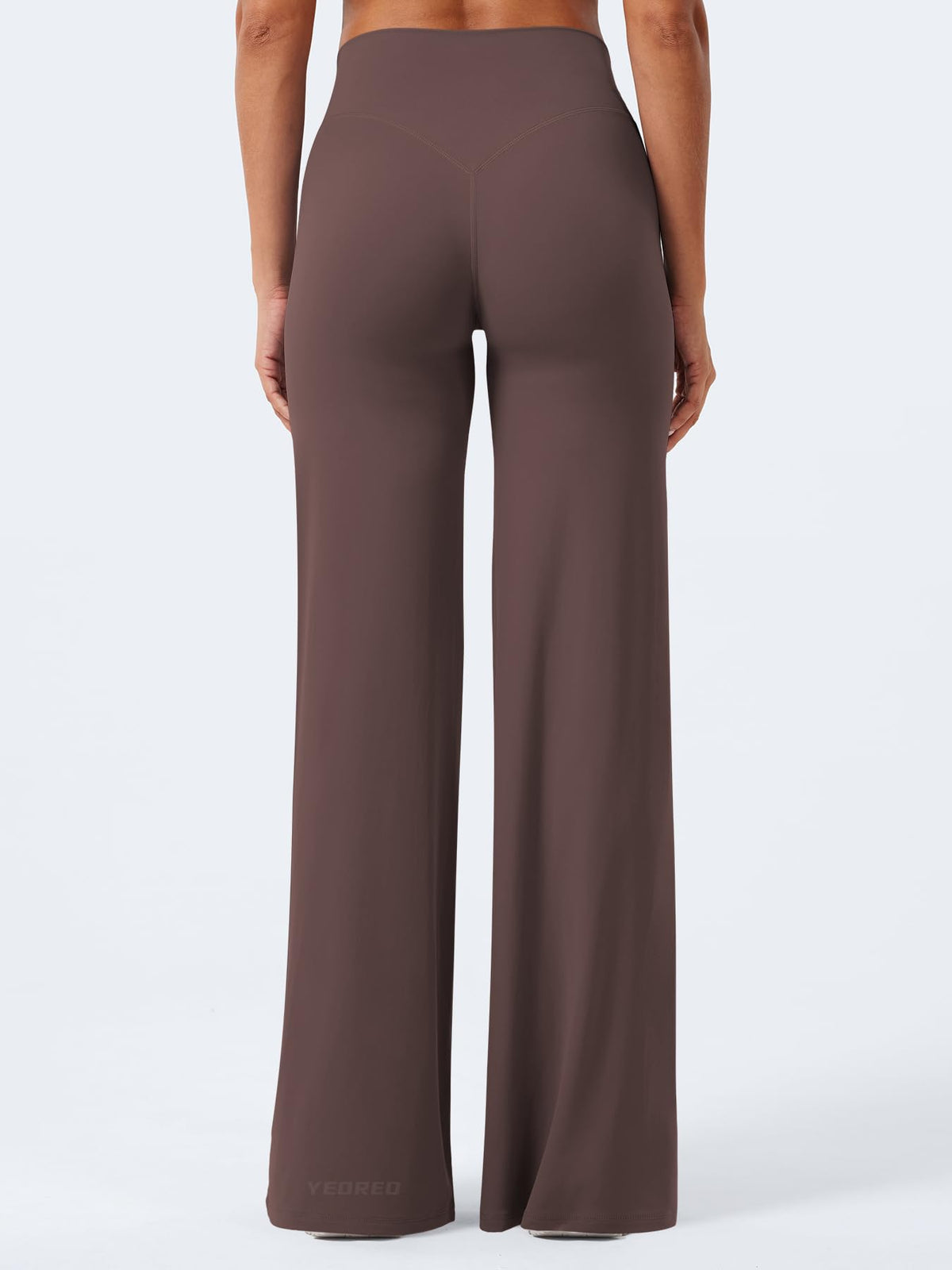 YEOREO Workout Leggings Womens No Front Seam Straight Leggings 35" High Waist Buttery Eddiy Gym Yoga Pants Plum Brown S