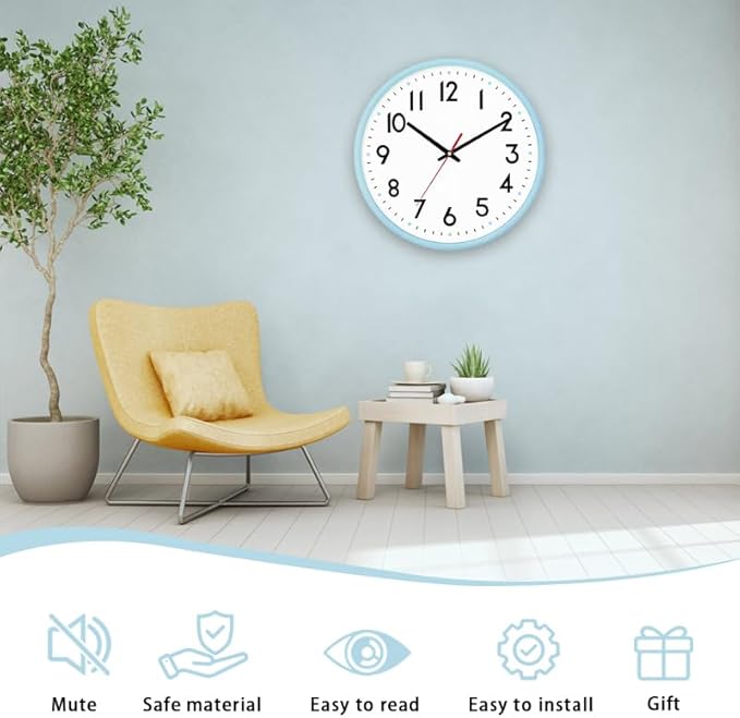 HZDHCLH Wall Clock Silent Wall Clocks Battery Operated 8 Inch Modern Non