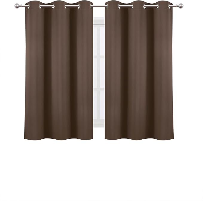 LEMOMO Chocolate Brown Blackout Curtains 42 x 54 Inch Length Set of 2 Panels
