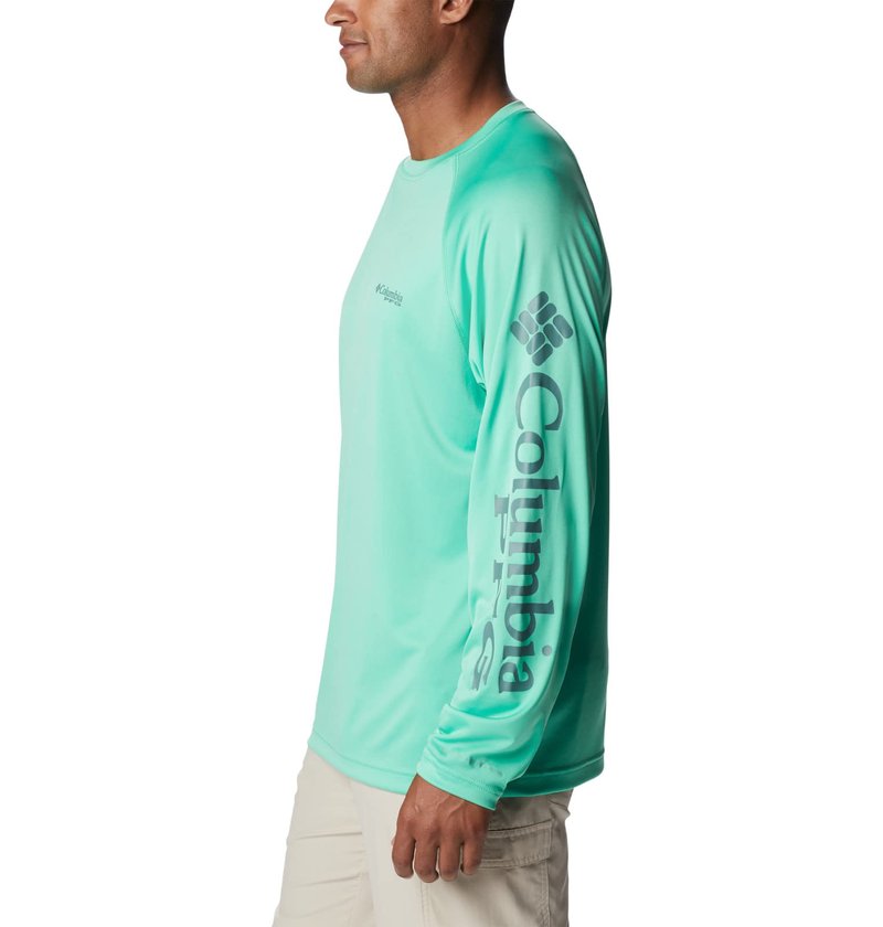 Columbia Men's Terminal Tackle Long Sleeve Fishing Shirt, Light Jade/Metal Logo, XX-Large