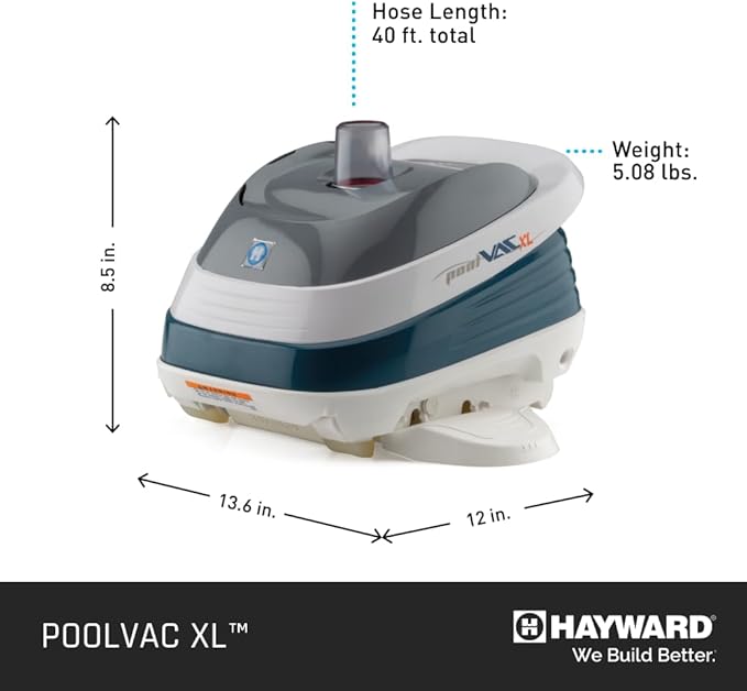 Hayward W32025ADC PoolVac XL Automatic Inground Pool Vacuum Cleaner, Suction Gunite Pool Cleaner up to 20 x 40 ft
