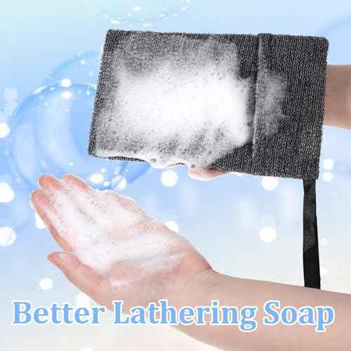 2Pcs Travel Soap Bar Bag with 2 Pcs Foaming Nets, Quick Dry Soap Pouch Bar Soaps Case for Baths or Showers Travel Portable Case Bars Cleaner Pouch Saver Pocket for Camping Enthusiasts£¨Black & Grey£©