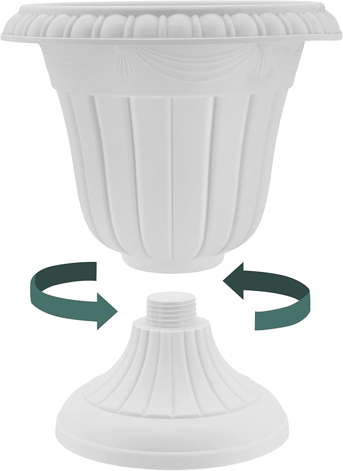 Arcadia Garden Products PL10BG Classic Traditional Plastic Urn Planter Indoor/Outdoor 15" x 13", Beige