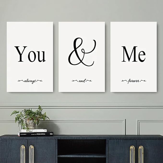 GUBIYU Black & White Bedroom You And Me Canvas Poster