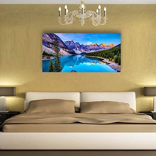 Wall Art Lake Mountain Landscape Picture Print Canvas Wall Art for Living Room Bedroom, Modern Giclee Artwork Home Decor Stretched and Framed Ready to Hang, Waterproof Artwork -24x48inches