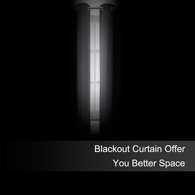 LEMOMO Blackout Curtains 66 x 54 Inch Long Frost Grey Curtains Set of 2 Panels