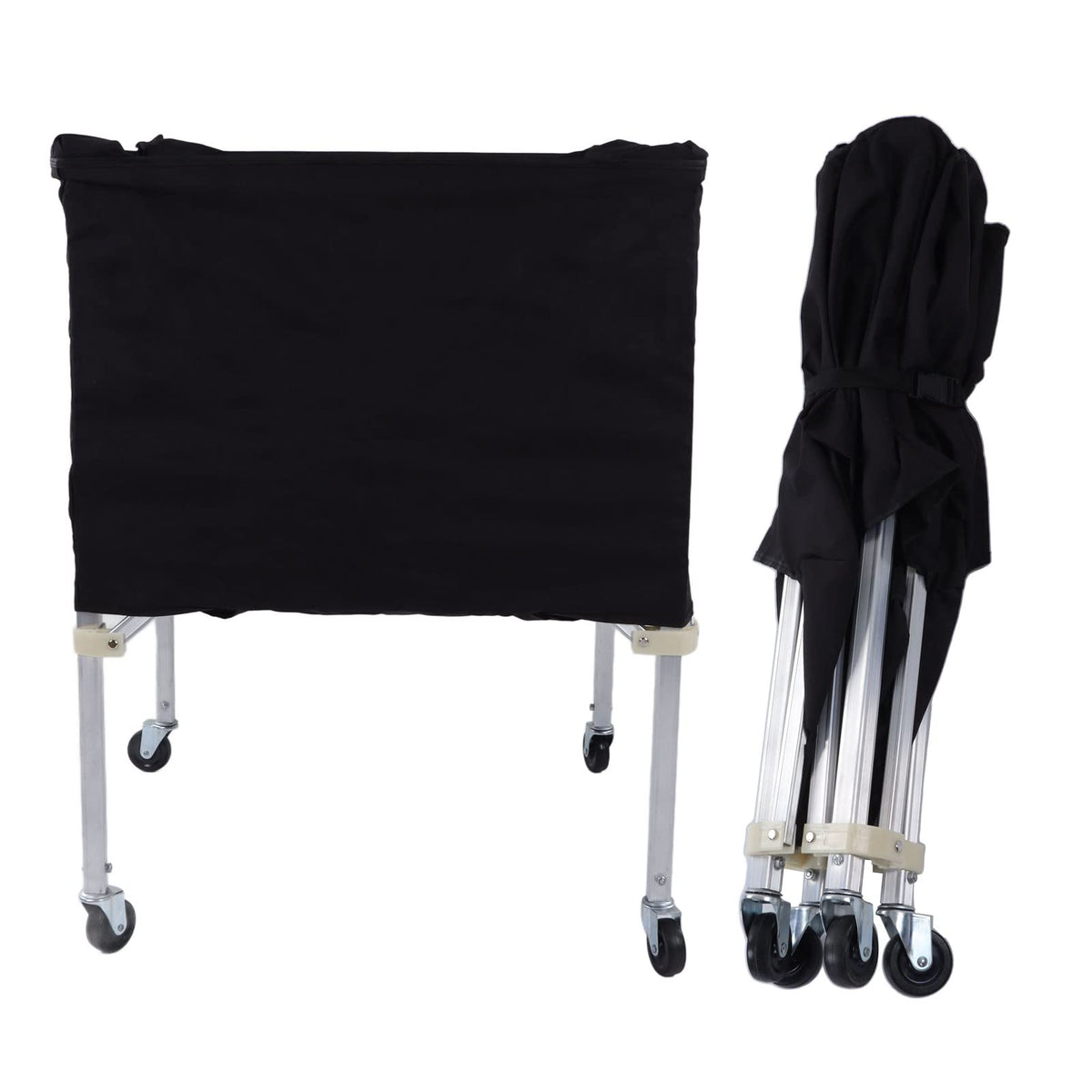 Foldable Ball Storage Cart, Wheeled Sports Organizer for Basketball Soccer Volleyball 8-Ball Capacity Portable