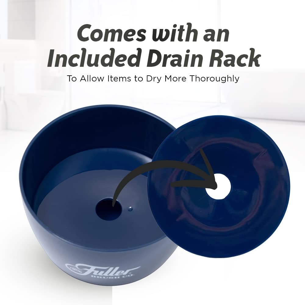 Fuller Brush Handy Holder with Drain Rack – Small Sink Caddy for Organizing Cleaning Sponges & Tools – Removable Drain Tray, Dishwasher Safe – White