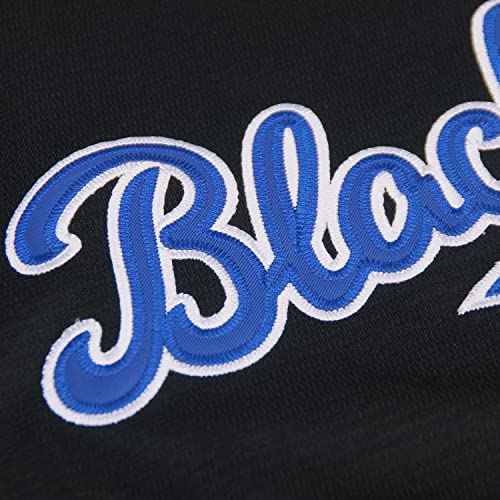 Madjus Men's Black Legend 42 Button Down Jersey 90s Hip Hop Baseball Jersey Stitched