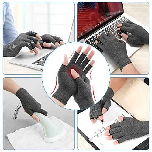 Arthritis Gloves - Fingerless Hand Warmers for Women & Men, Pain Relief Compression Gloves