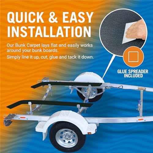 Boat Trailer Bunk Carpet, Black Marine Carpet, Replacement for Trailer Bunk Boards, Boat Lift Bunks, and Runners,Durable Bunker Material Covers